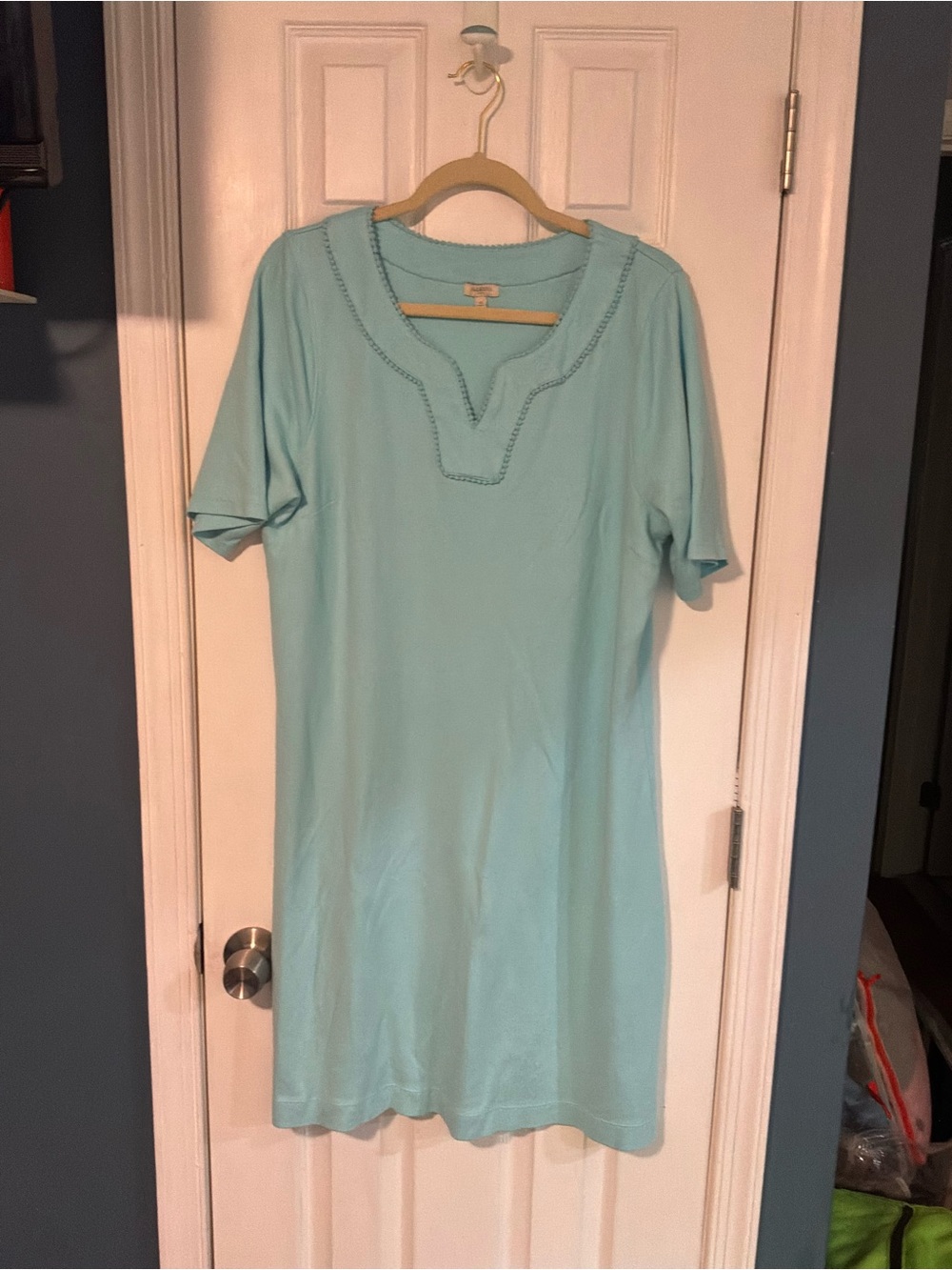 Talbots Light Blue Short-Sleeve Midi Dress